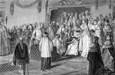 Ludvig XVI:n vala hänen pyhän kaiverruksensa aikana. tekijältä French School