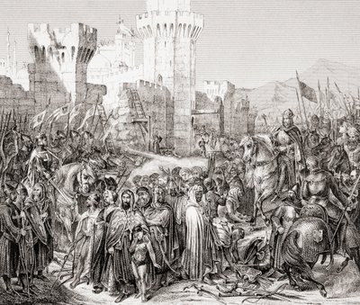 Acren antautuminen ranskalaiselle Philip II:lle, nimeltä Philip Augustus, kolmannen ristiretken aikana, L