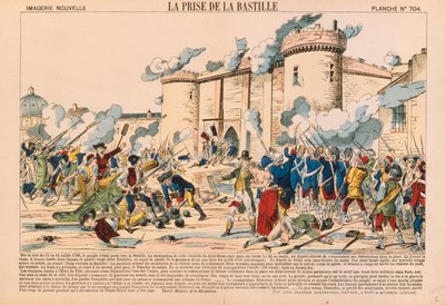 Bastillen valtaus Ranskan vallankumouksen aikana 14. heinäkuuta 1789, julkaisija Haguenthal, Pont-a-Mousson, 1840 tekijältä French School