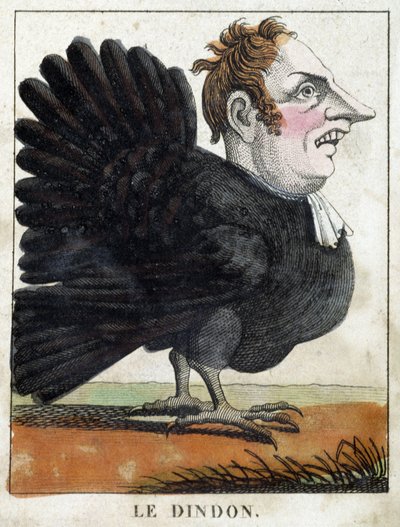 Kalkkuna karikatyyrissä, tutkimus luonteesta "haihtuva luonne" sd. 19., suosittuja kuvia. tekijältä French School