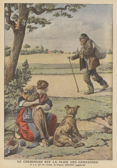 Kulkuri on maaseudun rutto (väri litho) tekijältä French School