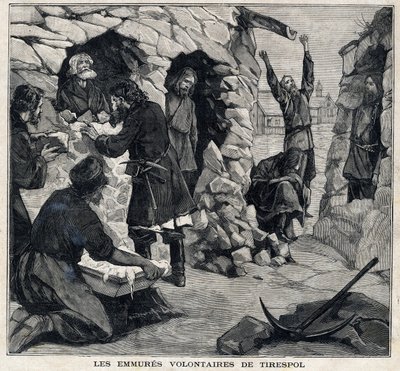 Moldovan Tiraspolin vapaaehtoiset, jotka haluavat tulla marttyyreiksi, ovat elossa. "" Le Peute Parisien" -julkaisussa 23.5.1897. Yksityinen kokoelma tekijältä French School