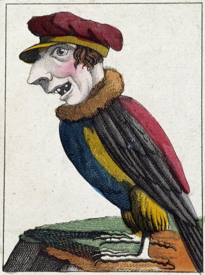 Korppikotka in Caricature, tutkimus hahmosta "haihtuva hahmo" sd. 19., suosittuja kuvia. tekijältä French School