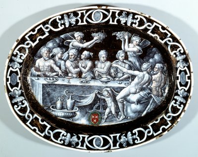 Psyche Oval Platin hääjuhla ranskalaisen koulun kuparille maalatulla emalilla. 1560 Pariisi, Musee du Louvre tekijältä French School