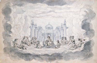 Teatterikohtaus, 1600-luvun loppu (kynä ja muste ja wc paperilla) tekijältä French School