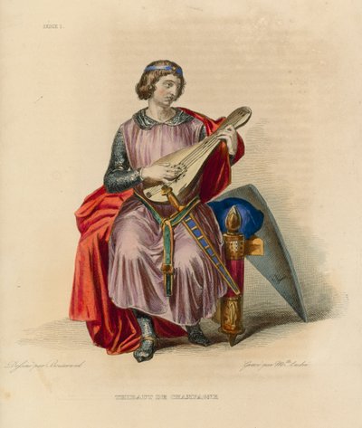 Thibaut de Champagne (värillinen kaiverrus) tekijältä French School
