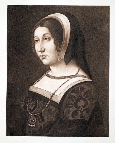 Arvellaan olevan Margaret Tudor, Skotlannin kuningattaren Henry VII:n tytär, n. 1520 Century, pub. 1902 tekijältä French School