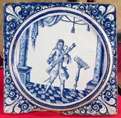 Fagottistia kuvaava laatta, 1706 (fajanssi) tekijältä French School
