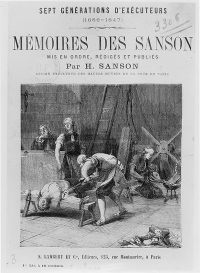 H. Sansonin Memoires des Sansonin otsikkosivu, 1800-luvun puoliväli tekijältä French School