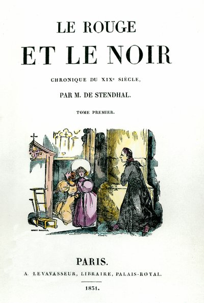 Stendhalin kirjan (1783 - 1842) "Punainen ja musta" nimisivu tekijältä French School