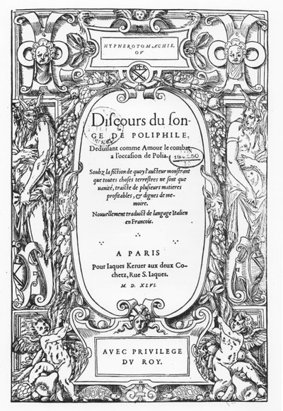 "Discourse on the Dream of Poliphile" otsikkosivu tekijältä French School