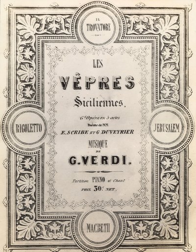 Partituurin nimisivu I Vespri Siciliani tekijältä French School