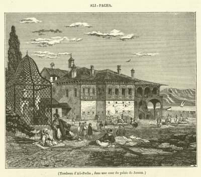 Ali-Pachan hauta Janinan palatsin sisäpihalla (kaiverrus). tekijältä French School