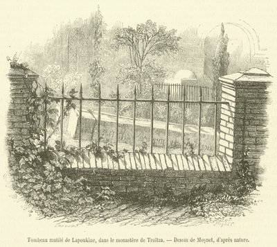 Lapoukinen silvottu hauta Troitzan luostarissa (kaiverrus) tekijältä French School