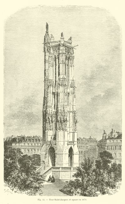 Tour Saint-Jacques ja Square vuonna 1870 tekijältä French School