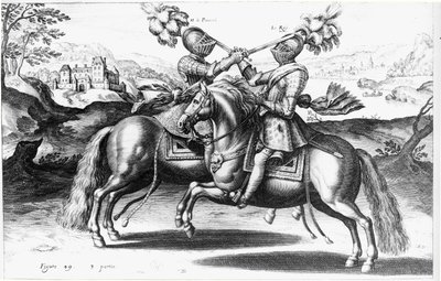 Turnauskohtaus Henri IV:n (1553-1610) ja Antoine de Pluvinelin (1555-1620) välillä tekijältä French School