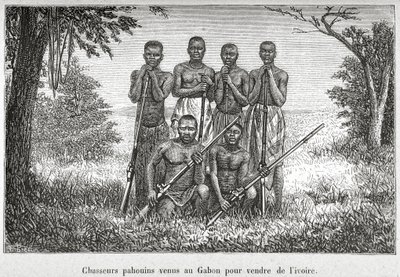 Gabonin alkuperäiskansojen perinteinen puku, piirros Henri-Victor du Pontin teoksesta L