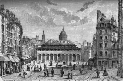 Pariisin muunnokset toisen imperiumin aikana, Haussmann-Pariisi: näkymä Marche des Carmesiin ja vanhalle Place Maubertille tekijältä French School