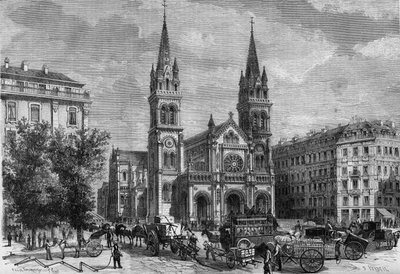 Pariisin muunnokset toisen imperiumin aikana, Haussmann-Pariisi: Theodore Ballun (1817-1885) rakentaman Saint Ambroisen kirkon (Saint-Ambroise) ulkokuva tekijältä French School