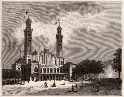 Trocadero Pariisissa - V.A. Malt-Brownin kaiverrus "La France illustrée: maantiede, historia, tilastohallinto". 1884 tekijältä French School