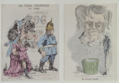 Kaksi karikatyyriä Jules Favresta (1809-80) 1870-71 tekijältä French School