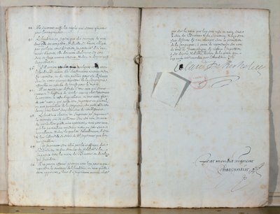 Kaksi sivua Ranskan Akatemian säännöistä, 1635 (muste paperille) (katso myös 179947) tekijältä French School