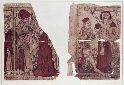 Kaksi kohtausta Pyhän Reginan marttyyrikuolemasta (d.c.286) (ksylografia) tekijältä French School