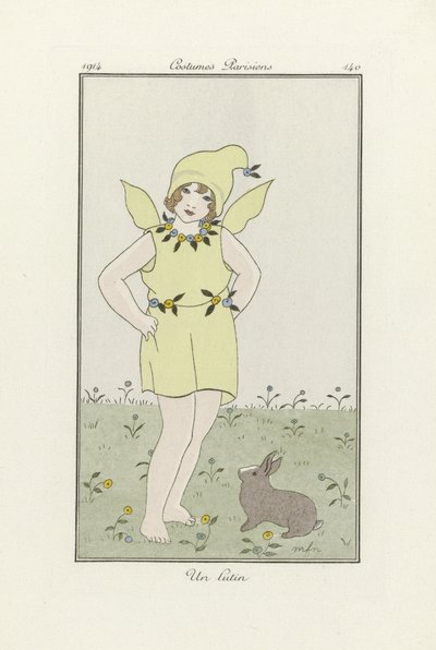 Un Lutin, teoksesta Costumes Parisien, kustantamo 1914 (värilitografia). tekijältä French School