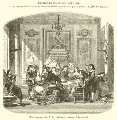 Ateria Louis XIV:n alla (kaiverrus) tekijältä French School