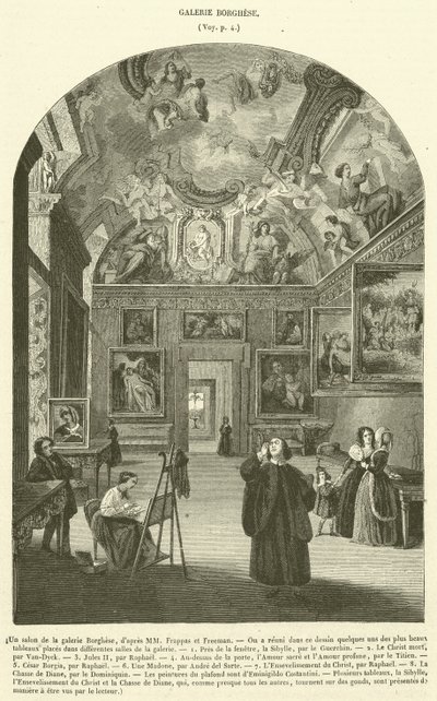 Salonki Borghese-galleriassa (kaiverrus) tekijältä French School