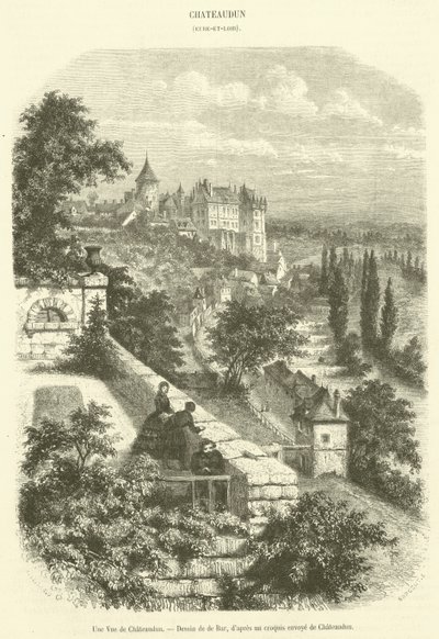 Näkymä Chateaudunista (kaiverrus) tekijältä French School