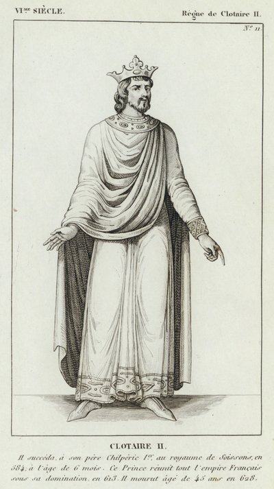 VI vuosisata, Clotaire II:n hallituskausi, Clotaire II (kaiverrus) tekijältä French School