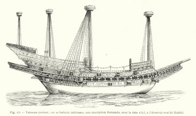 Alus, jonka alemmassa akussa on flaaminkielinen kirjoitus, jossa on päivämäärä 1523, Armeria real de Madridissa (kaiverrus) tekijältä French School