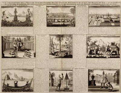 Erilaisia näkemyksiä Siamista ja Ayutthayasta, Simon de la Louberen Du Royaume de Siamista, julkaistu vuonna 1688 tekijältä French School
