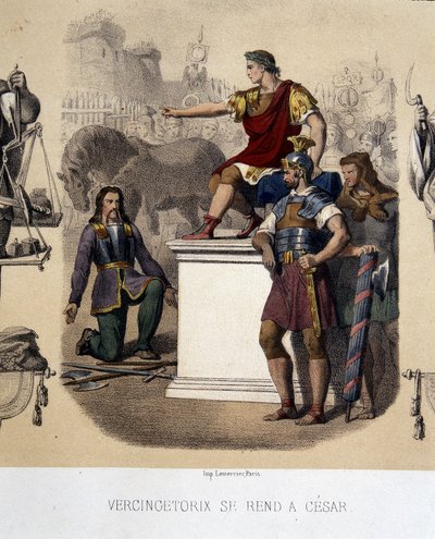 Vercingetorix menee Caesarille (52 eKr.). tekijältä French School