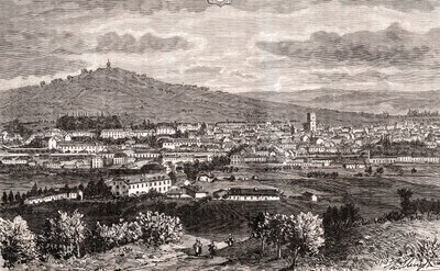 Vesoul - Grand Est of Francen kunta, Haute-Saonen departementin prefektuuri Bourgogne-Franche-Comten alueella - kaiverrus "France illustree: maantiede, historia, tilastohallinto" V.-A. Maltaanruskea. 1884 tekijältä French School