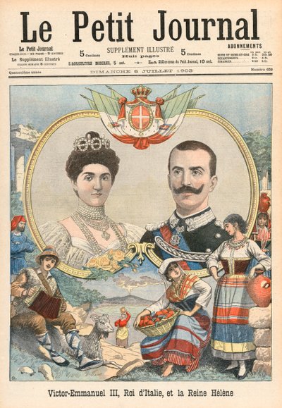 Italian Viktor-Emmanuel III ja kuningatar Helene tekijältä French School