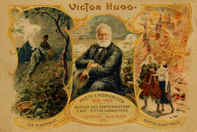 Victor Hugo, kuvitus teoksesta "Les Miserables ja Quatre Vingt-Treize". tekijältä French School