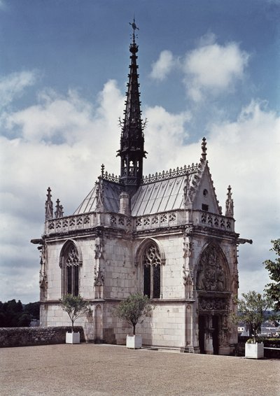 Näkymä Chateau Amboisen kapelle Saint-Hubertille, valmistui vuonna 1493 tekijältä French School