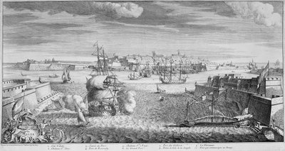 Näkymä Vallettan kaupunkiin, Maltan satama, n. 1736 (kaiverrus) tekijältä French School