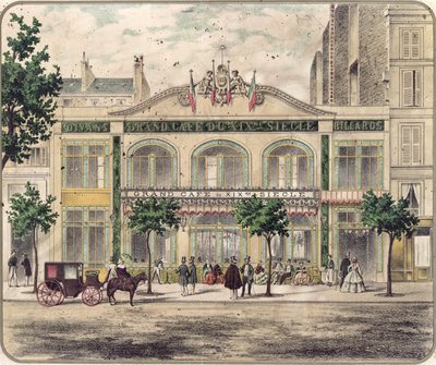 Näkymä Grand Cafe du XIXeme Sieclelle, Pariisi, 1857 tekijältä French School