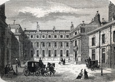 Näkymä opetusministeriöstä, Hotel de Rochechouart rue de Grenelle, Pariisi - (kaiverrus) 1864 tekijältä French School