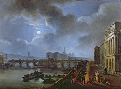 Näkymä Seine-joelle vasemmalta rannalta, 1700-luvun loppu tekijältä French School
