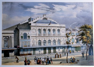 Näkymä Theater de la Gaite -teatterista Pariisissa 1800-luvun Pariisin litografia. Musee Carnavalet tekijältä French School