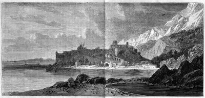 Näkymä Monacon kaupungista vuonna 1860. Kaiverrus 14. huhtikuuta 1860 kirjaan "" The Illustrous World"" nro 157. tekijältä French School