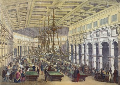 Näkymä Pariisin Grand Cafe Parisienin sisätiloihin, kaiverrus Thibault, 1855 tekijältä French School