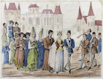 Kylän häät Kaarle V:n johdolla - Kaiverrus 1800-luvulla. tekijältä French School