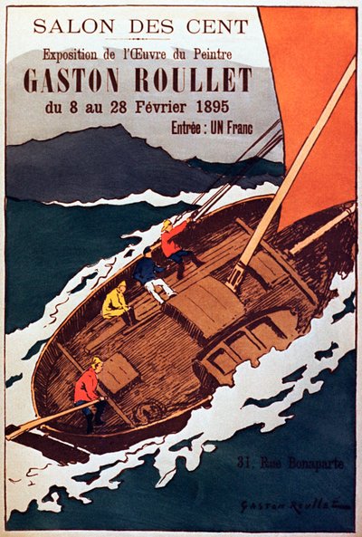 Taiteilija Gaston Roulette maalausgallerian näyttelyn vintage-juliste, 1895 tekijältä French School