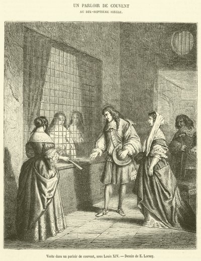 Vierailu Ludvig XIV:n luostarissa (kaiverrus) tekijältä French School