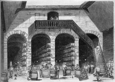 Viininviljely: sisäkuva M. Cruse et fils freresin chaixista ja kellareista, Bordeaux, Gironde (33) tekijältä French School